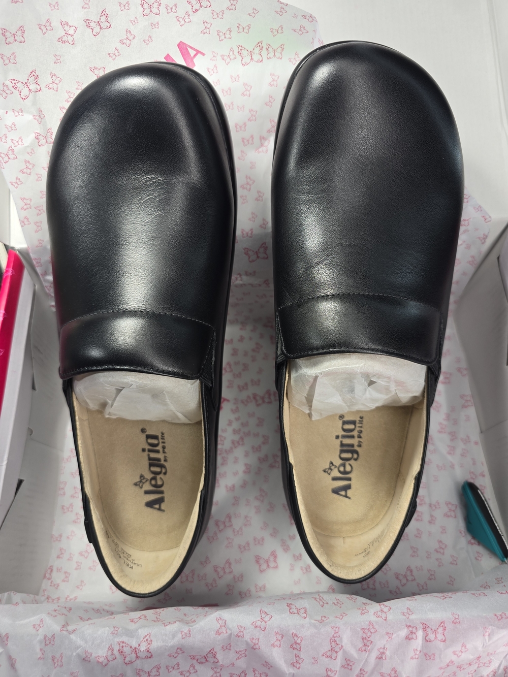 ALEGRIA KELI Clogs Black Nappa Leather Women's Slip-On Work Shoe Sz 9.5-10 NEW